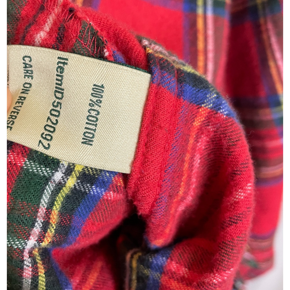 Women's XL L.L.Bean Red Scotch Plaid Flannel Cotton Relaxed Hoodie - Picture 5 of 6